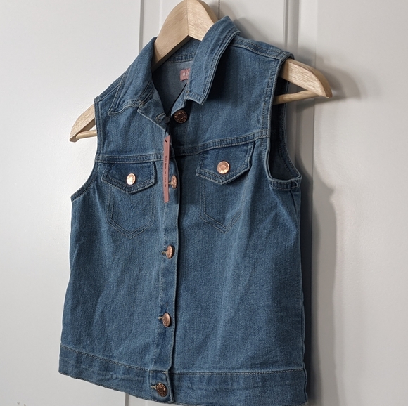 BCBG Girls Button up Denim Vest Sz. 10 - Picture 2 of 8